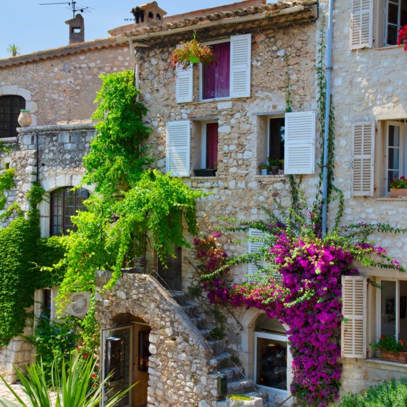 beautiful old town detail, facade of typical house, Provence at summer day, France
